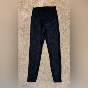 Black Snake Skin Leggings with Wide Elastic Band, size M